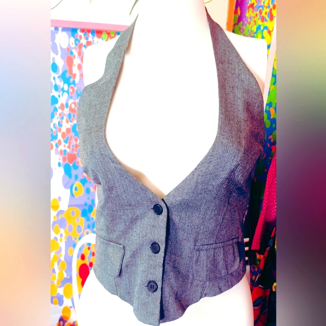At Last Gray Halter Vest
